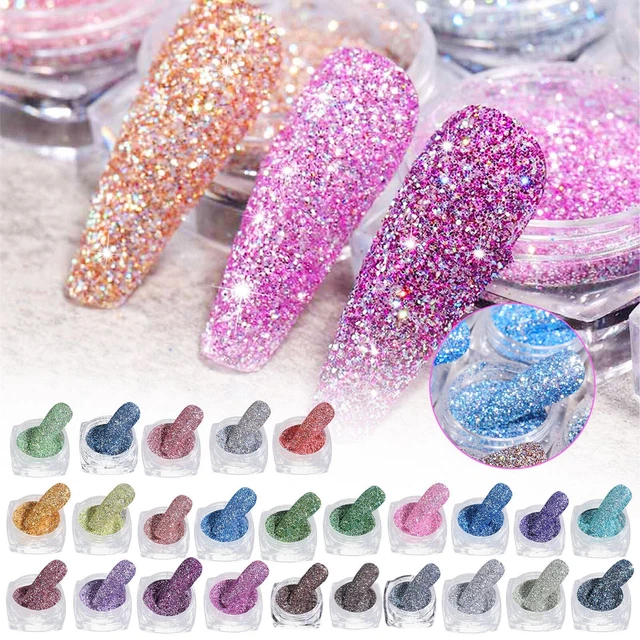 Polvo pigmento espejo arte en uñas brillo oro rosa brillante cromo ~