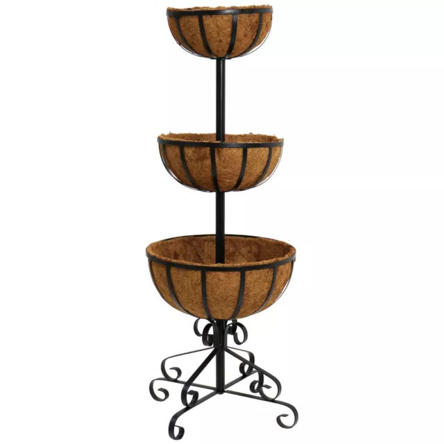 NEW! 3 Tier Metal Garden Flower Fountain Plant Display Stand