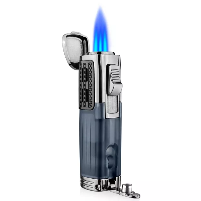 2pcs Torch Lighter Triple Jet Flame Refillable Butane Cigar Lighter with punch 2