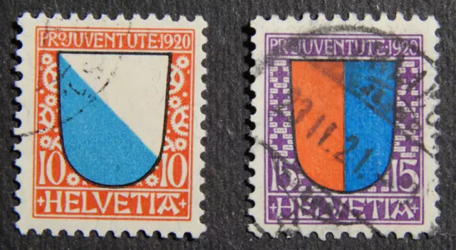 Schweiz:" Pro Juventute  1920", Höchstwerte, MN 154/155, gestempelt