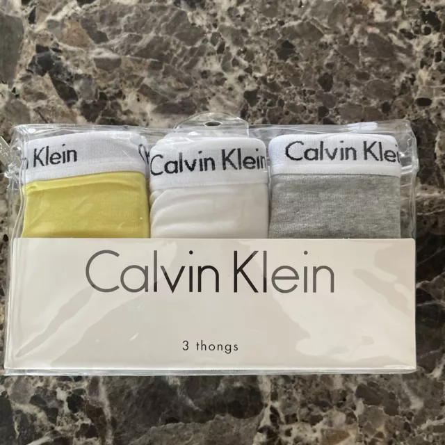 New NIP Calvin Klein Carousel Cotton Thongs 3 Pack QD3587 Size L 3