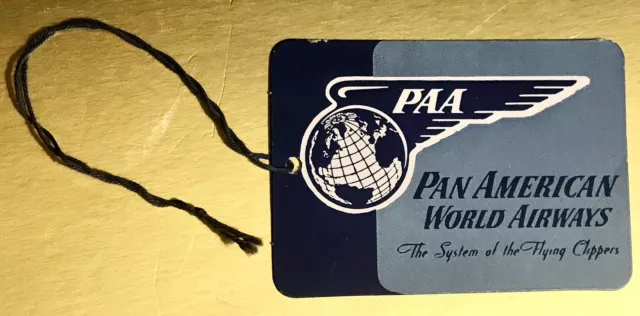 Vintage PAA Pan American World Airways Luggage Tag Wing Logo Flying Clippers