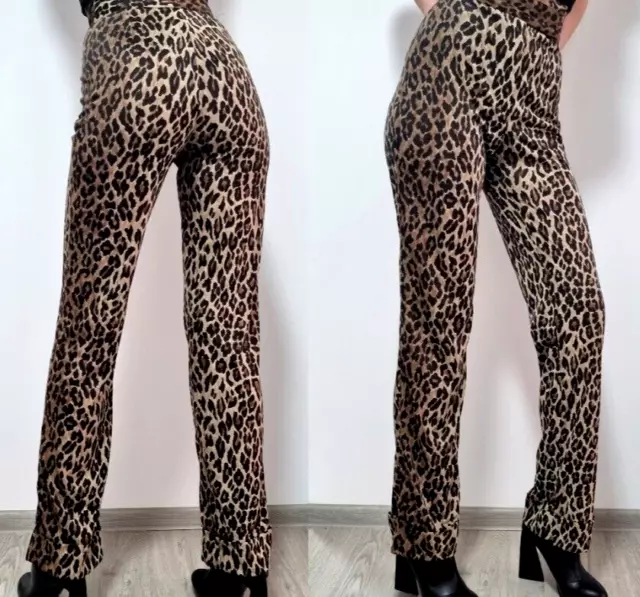 DOLCE & GABBANA SS97 Leopard Print Dress Pants Trousers S M 44 Animal Vintage