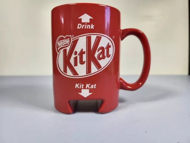 NESTLE KIT KAT Ceramic Tea Coffee Mug Cup Biscuit Slot Holder Collectable Retro