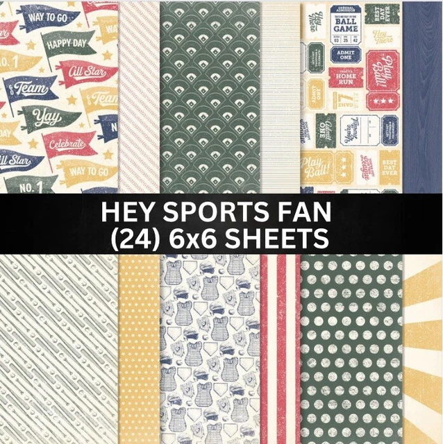 STAMPIN UP HEY SPORTS FAN Designer Series Paper Baseball DSP (24) 6x6