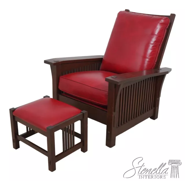 63946EC: STICKLEY Mission Oak Arts & Crafts Morris Chair w. Ottoman