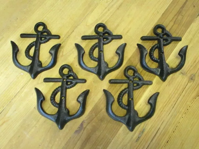 5 Cast Iron Anchor Black Coat Hooks Nautical Boat Coat Hat Hook Anchors Hat Hook