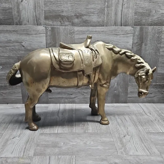 Brass Horse Statue Sculpture 15 lb 9 oz  17" X 10.5"
