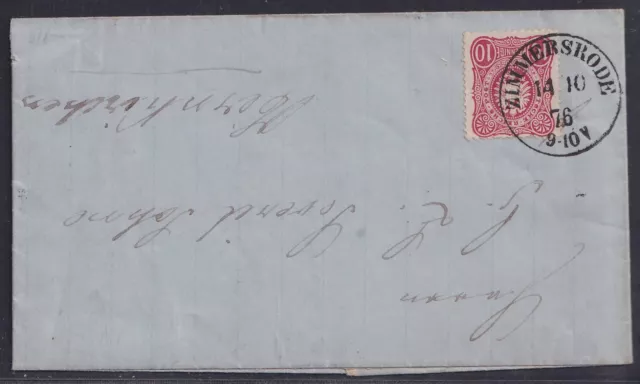 67286) ZIMMERSRODE Hessen OPD Cassel LUXUS-Stempel 1876 auf Brief Obernkirchen