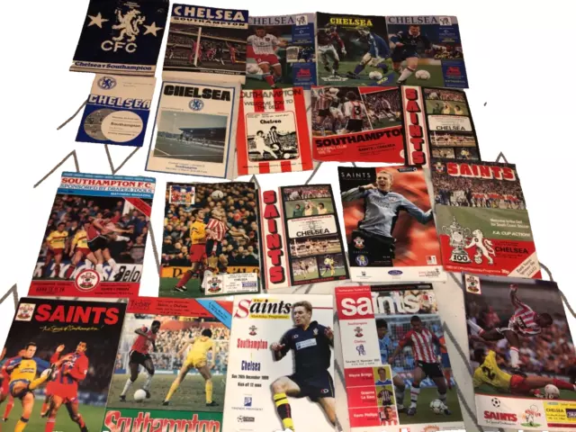 20x VINTAGE CHELSEA v SOUTHAMPTON FOOTBALL PROGRAMMES LOT DIV 1 PREM