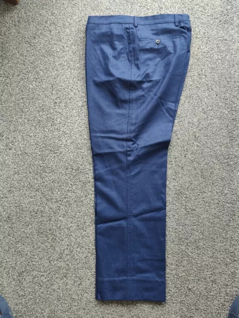 Hackett Flannel Trousers Blue 36 Bnwt Tailored
