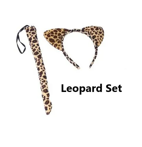 Leopard Print Ears & Tail Headband Fancy Dress Costume Accessory Wild Cat Safari