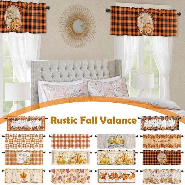 Finestra Zucca Fatta a mano Ringraziamento Arancione Nero Giallo Decorazione Valance R3Y9