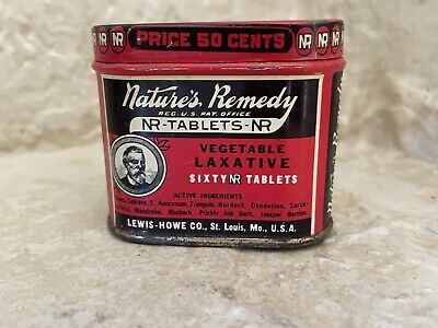 Vintage Medicine Tin: Nature's Remedy, Vegetable Laxative,60 tablets,Made in USA