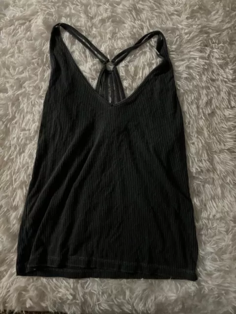 American Eagle Women’s Sz L Gray Ribbed “ Essentials” Strappy Tank. Soft