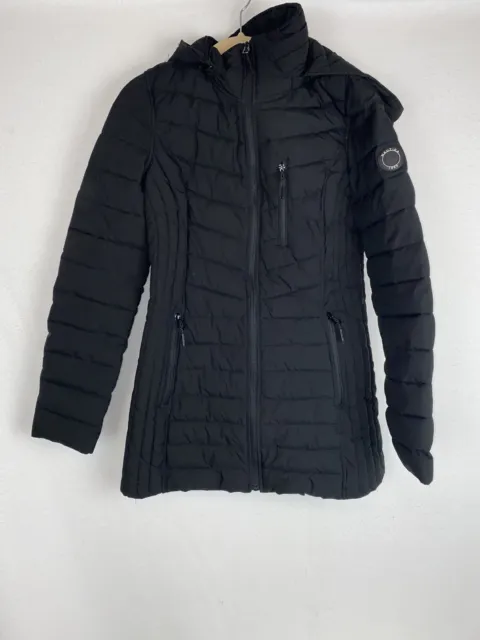 NAUTICA Women's Black Jacket Size XS Quilted Coat Detachable Hood Warm