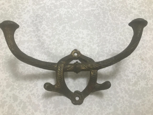 ANTIQUE BIG BRONZE  CAST IRON CRAFTSMAN WALL Hook Eastlake Victorian Coat Hat!