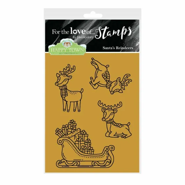 Hunkydory For the Love of Stamps Happy Town at Christmas Santa's Reindeers  4pc