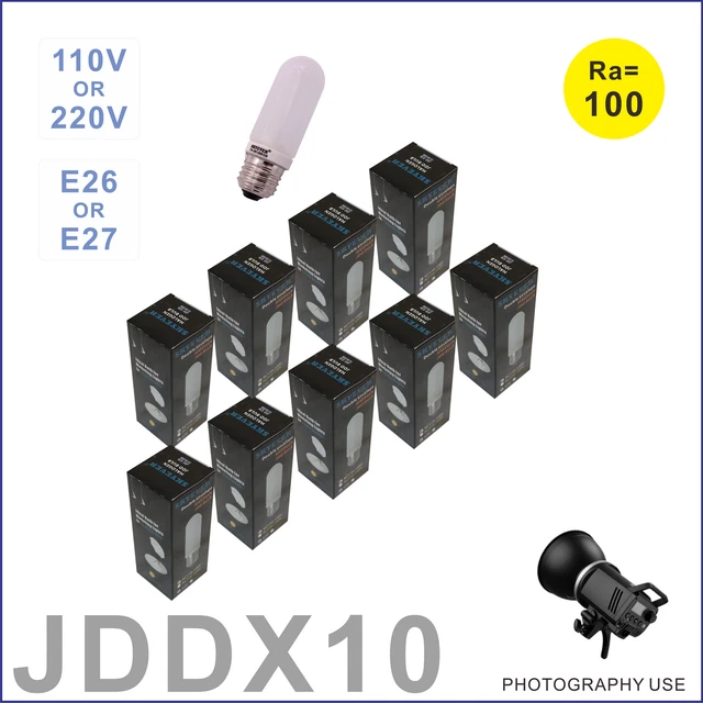 10 pack JDD Photo Studio Strobe Flash Light Bulb 250W E27 AC 110V-130V Lamp Tube
