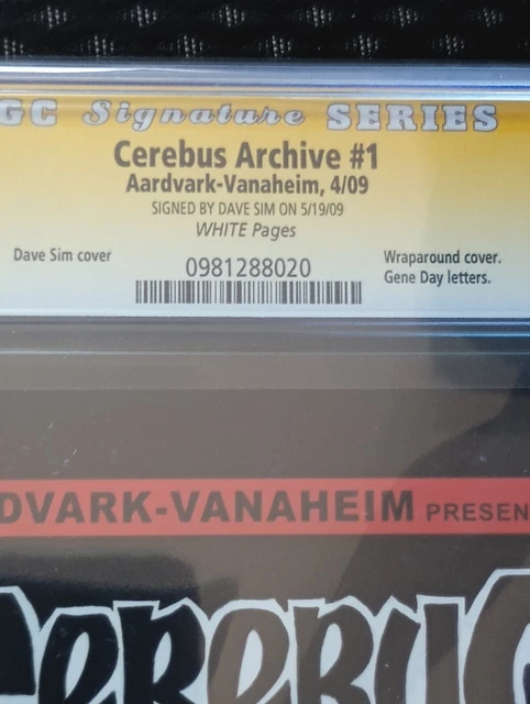 CEREBUS Archive #1 SS CGC 9.8 Dave Sim SIGNED FILE COPY Variant Cover 5/19/09 3