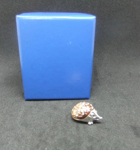 Saturno Solid Sterling 925 Hallmarked Silver & Enamel Miniature Hedgehog Figure