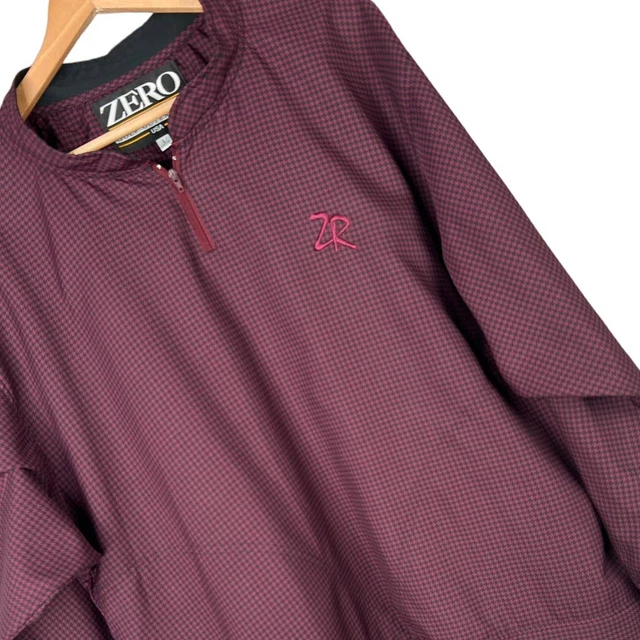 ZERO RESTRICTION Women's L 1/4 Zip Pullover Maroon Houndstooth Wind Rain Jacket