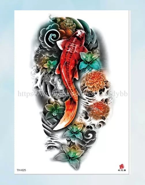 KOI FLOWER CARP Fish Tattoo Flash Chinese Top KOI with outline Sketch book  $23.39 - PicClick