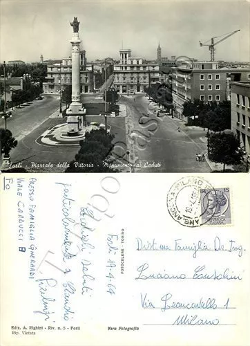 Cartolina di Forlì, monumento ai caduti - Forlì Cesena, 1964