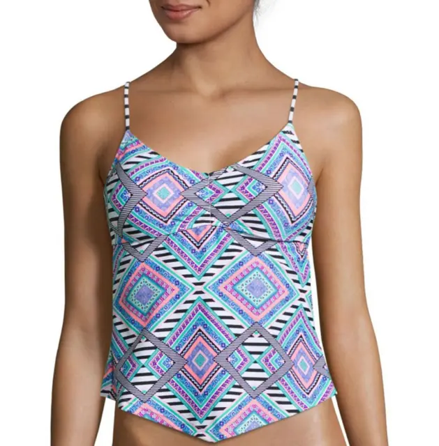 Arizona Mix & Match Apron Tankini Swimsuit Top-Juniors Size S, M, L Msrp $32.00