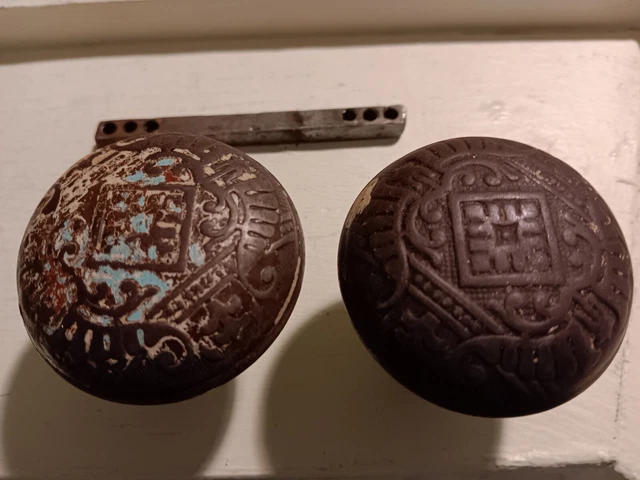Antique Eastlake  Door Knob Set Ornate Victorian Architectural Door Knob 2 1/4