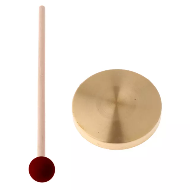 21cm Hand Gong Copper Cymbals with Wooden Stick for Band Rhythm Kids Music Toy
