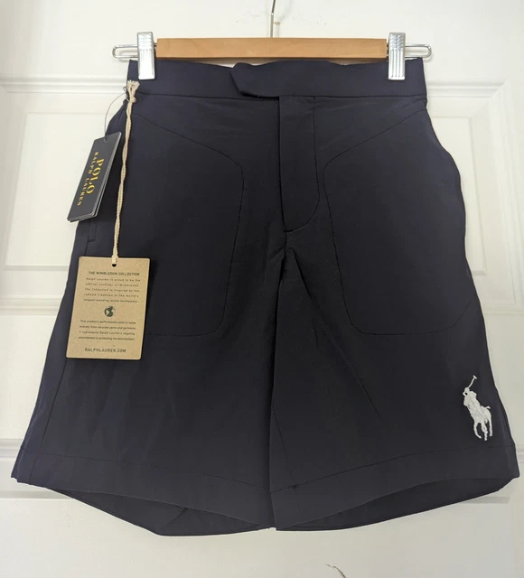 Pantaloncini polo Ralph Lauren logo navy francese Wimbledon palla ragazzo taglia 22/UK 6 anni