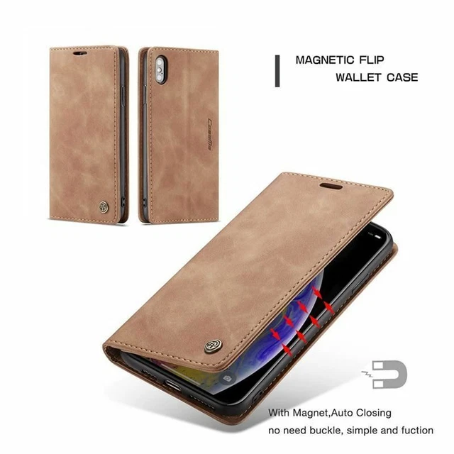 De Luxe Portefeuille Cuir Étui pour IPHONE X XR XS Max Téléphone Housse Funda