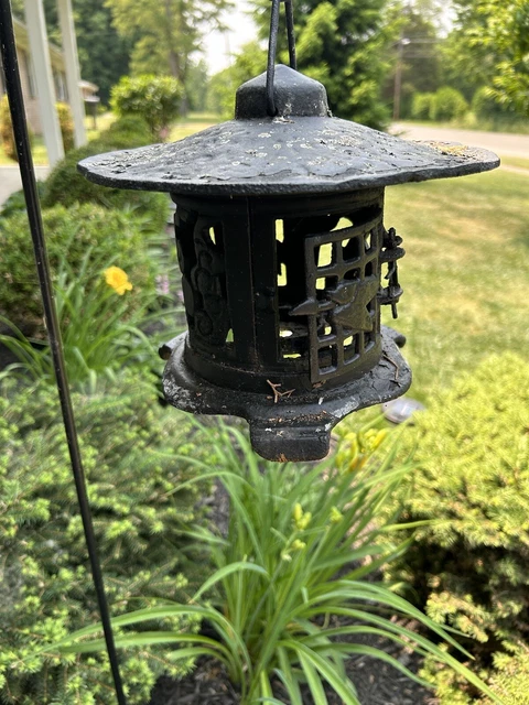 Japanese Lantern Cast Iron Bird Motif