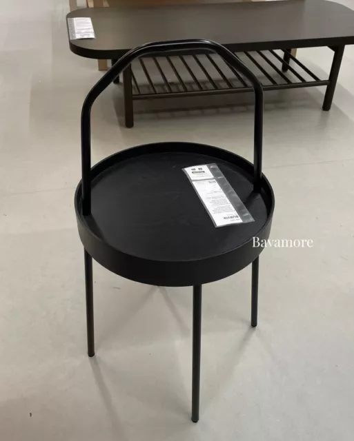 IKEA SIDE TABLE w Handle BURVIK Modern Black 15