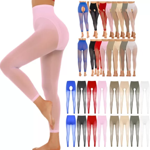 Legging Creux Ouvert Entrejambe Femme Stockings Transparent Chaussette Taille 3