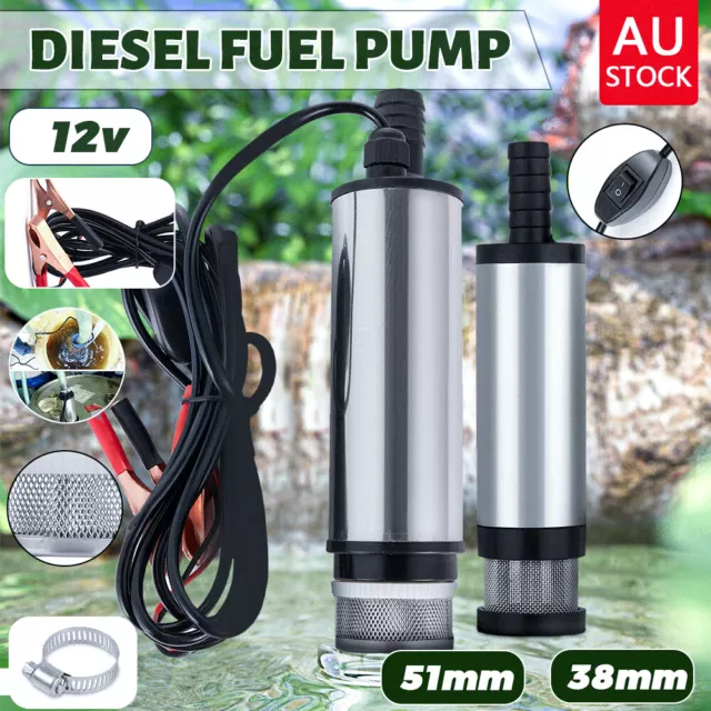 12V Aluminium Diesel Fuel Pump Submersible Transfer Vessel Water Oil Car Auto