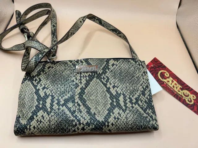 NWT CARLOS SANTANA WRISTLET WALLET Snakeskin Purse Crossbody