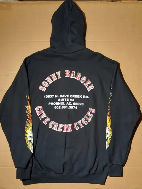 VINTAGE & RARE Sonny Barger, Cave Creek Cycles Skulls Hoodie Sweatshirt ...
