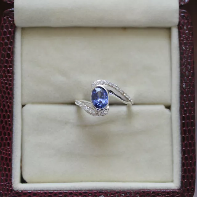 Bague de mariage solitaire en argent sterling 925 tanzanite créée par un...