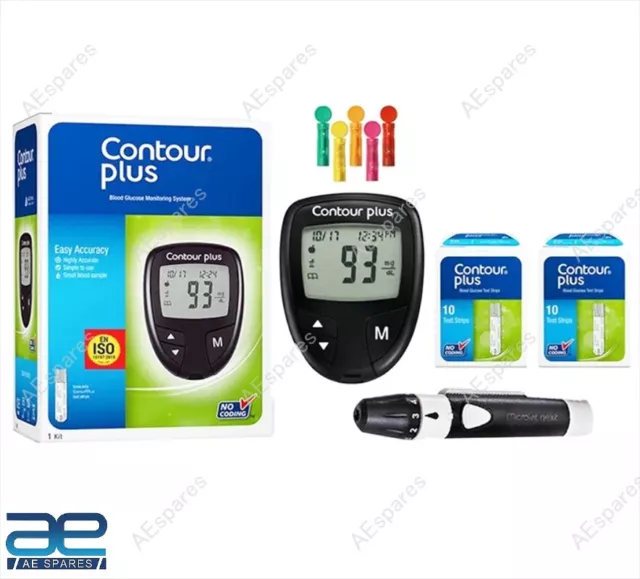 Contour Plus Blutzucker Diabetes Testen Monitor System + Teststreifen Gec