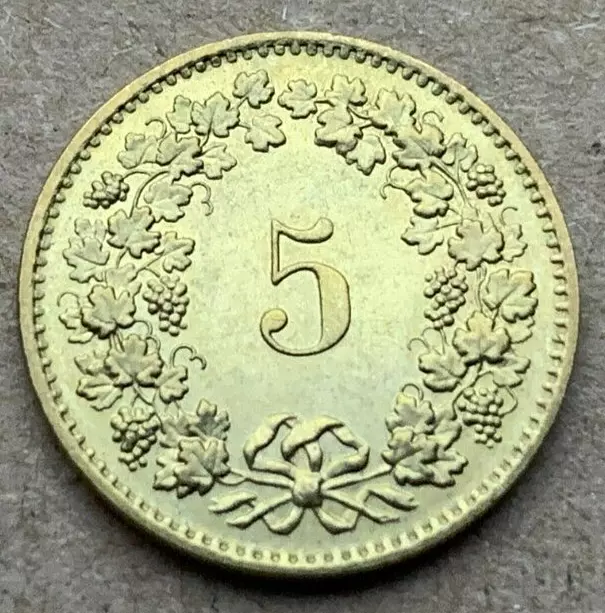 1981 Switzerland 5 Rappen Coin  UNC  High Grade World Coin   #B1401