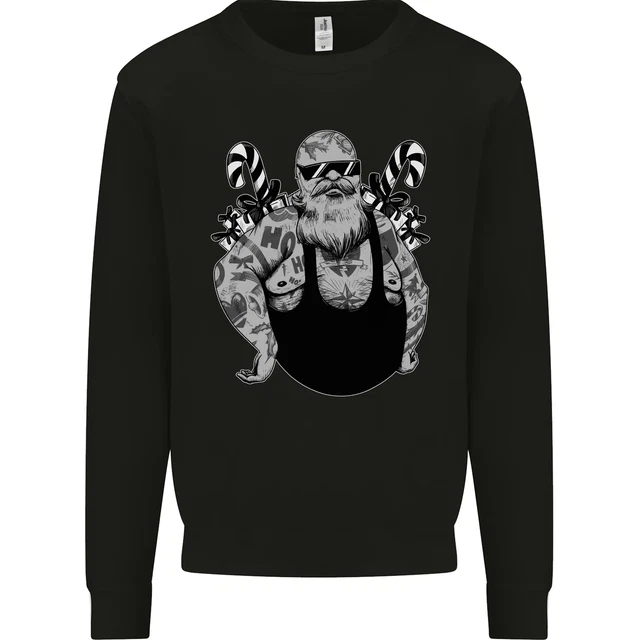 Tattoo Santa Funny Christmas Biker Motorbike Mens Sweatshirt Jumper