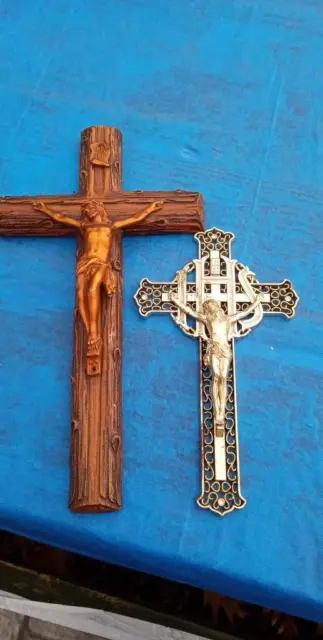 Vintage SYROCO WOOD 12" CROSS Jesus Christian Catholic Religious Crucifix Wall