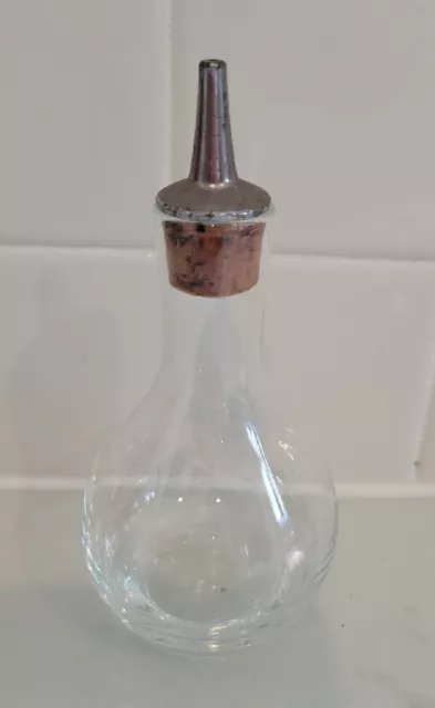 Vintage B & M? Sterling Silver Salad Dressing/Oil Glass Bottle 5 1/4”Tall