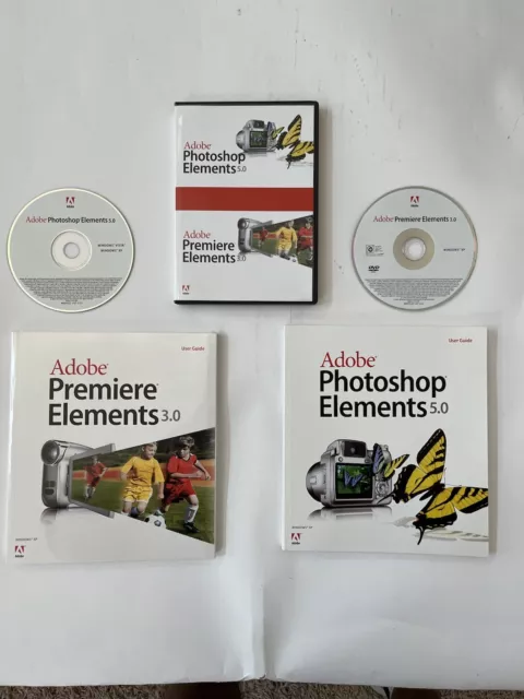 Adobe Photoshop Elements 5.0 & Adobe Premier Elements 3.0 w user guides 2006