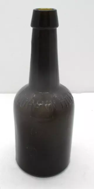 Antique Dark Olive Embossed Johann Hoff Beer Bottle 7.5" Tall