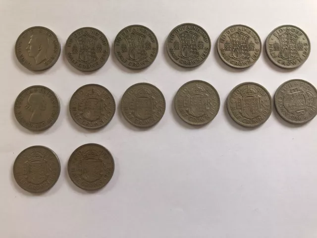 14 Half Crown Coins George VI And Elizabeth II