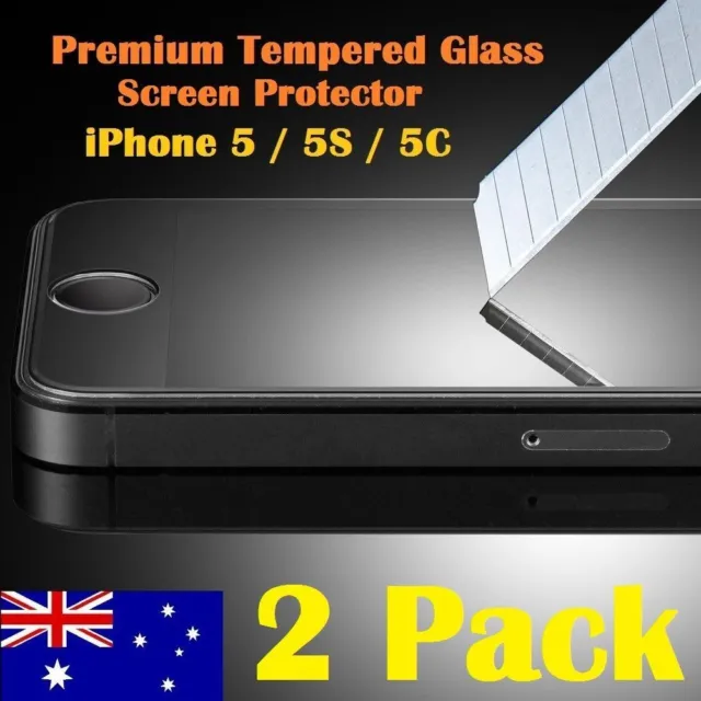 2X Scratch Resist Tempered Glass Screen Protector Film Guard for iPhone 5 5S 5C