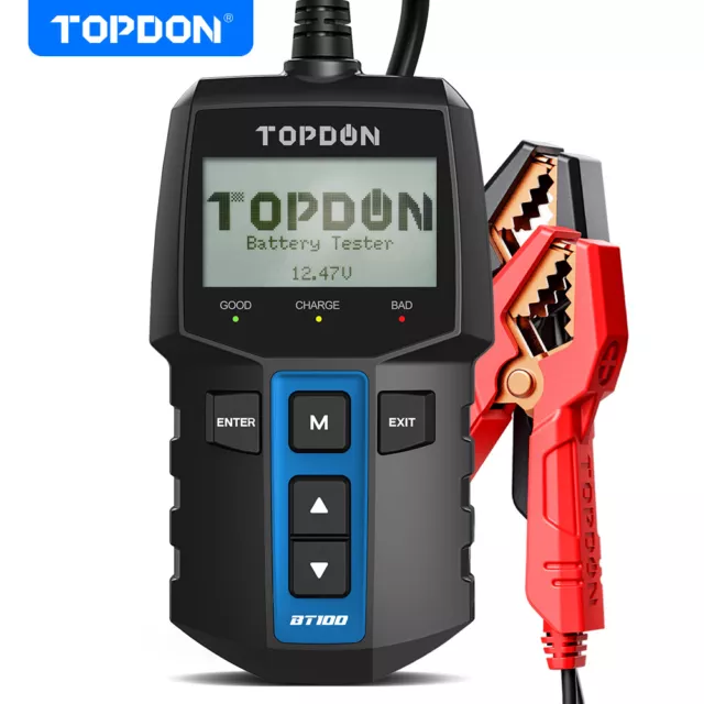 12V Vehicle Battery Analyzer Tester Charging Cranking System Load Topdon BT100